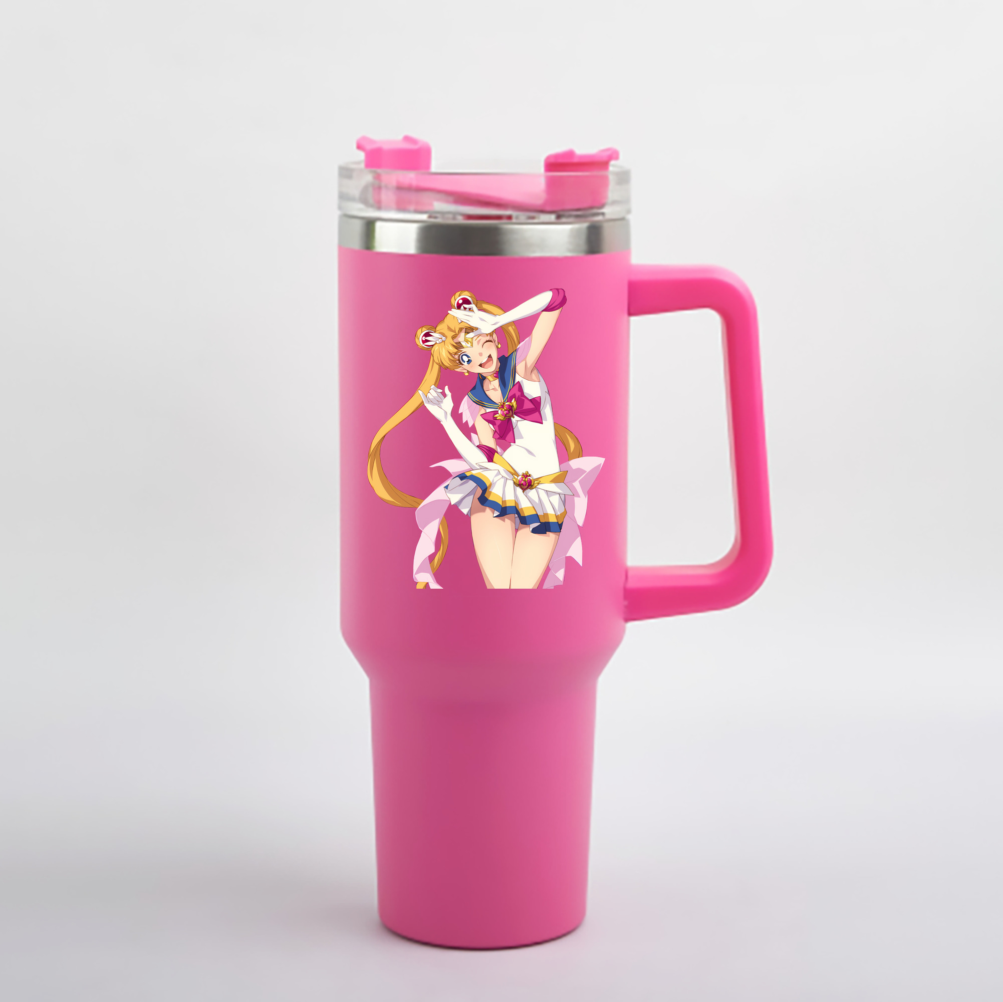 （画像用） 美少女戦士セーラームーン 月野 うさぎ つきの うさぎ Sailor Moon Tsukino Usagi 1200mL車用タンブラー - クリスタルステッカー（プラスチックストロー付き）